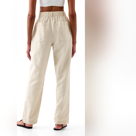 NWT High Rise Soft Linen-Cotton Pull-On Pants In Small Tall Chino Color - Picture 5 of 8